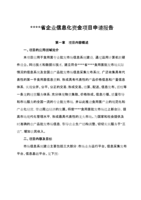 關于企業信息化升級改造項目的資金申請報告